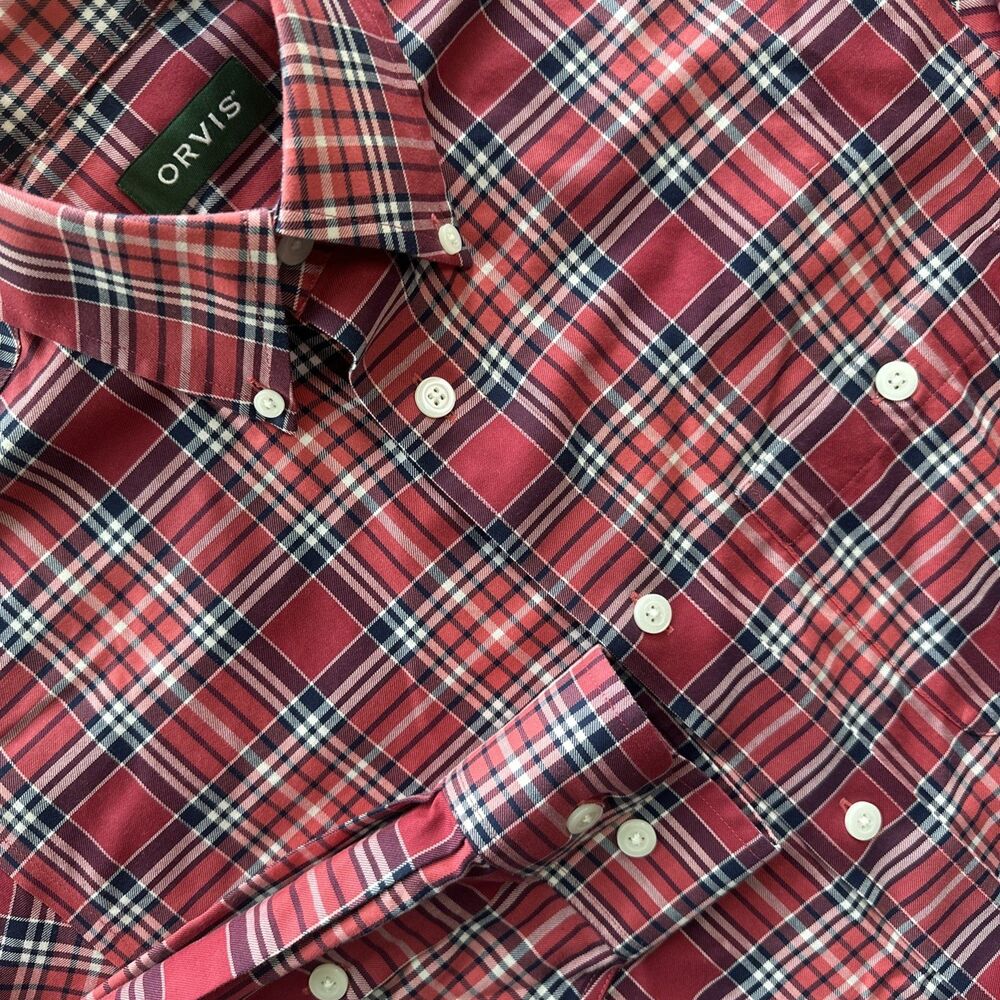 Orvis Mens Cotton Buffalo Plaid Long Sleeve Down Up Shirt Size S Small